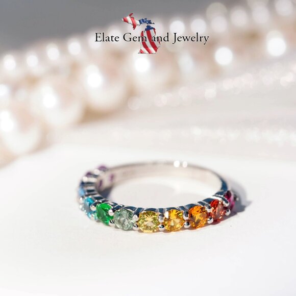 12 Stone Rainbow Pride Ring - Price includes custom sizing - Picture 13 of 14